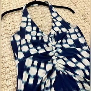 Tori Richard maxi dress, size XS, navy blue and white